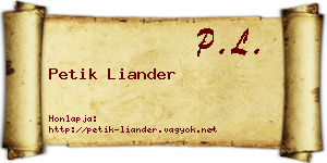 Petik Liander névjegykártya